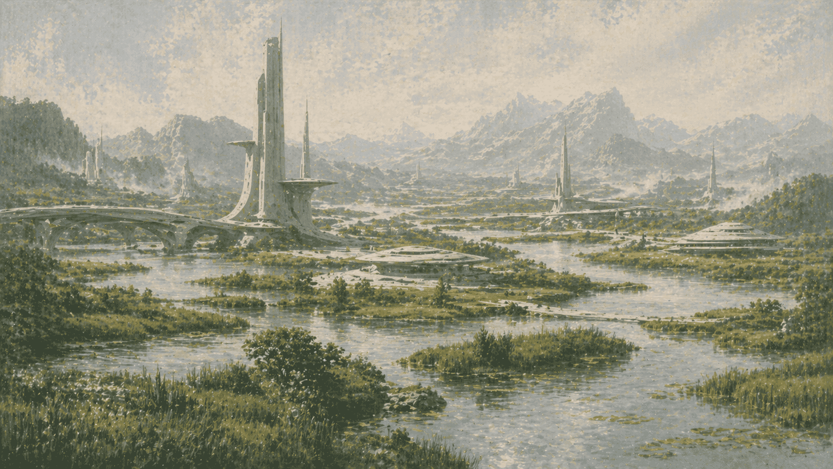 A tonal landscape used as the backdrop for VIII. Adaline.
