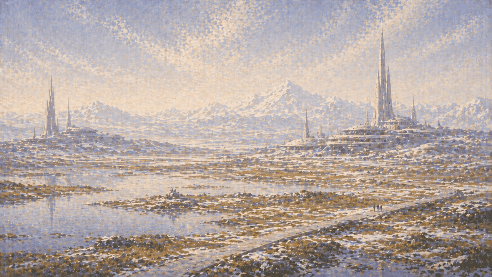 A tonal landscape used as the backdrop for IX. What I believe.